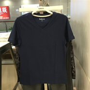 班尼路夏季經(jīng)典款多色純棉短袖小清新圓領(lǐng)短袖T恤男 V領(lǐng)中藍02B XL