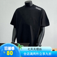 ICONS Lab重磅300G涼感夏季新款印花短袖t恤男女休閑寬松百搭時(shí)尚 右肩MIED(白印花)-黑色【重磅300g】 2XL