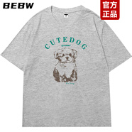BEBW香港潮牌明星同款T恤短袖夏季女裝新款卡通小狗純棉休閑百搭上衣 灰色 S