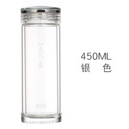 圣以諾（STINOCK）玻璃杯男雙層車載便攜辦公直筒隔熱夏季泡茶杯高硼硅透 450ml銀色