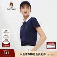 Hush Puppies暇步士女裝撞色翻領(lǐng)短袖T恤POLO衫 196深藍 XS