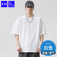 KILO METERSKM短袖t恤男2025新款夏季刺繡圓領(lǐng)純色ins寬松休閑半袖體恤男 W2682白色_#膚 XL