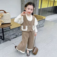 G·DUCK KIDS女童2025秋裝新款套裝香風(fēng)馬甲時(shí)髦兒童三件套春秋女寶寶洋氣套裝 卡其色【春秋三件套】 80 適合身高70公分的寶寶