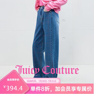JUICY COUTURE橘滋25秋新款粉色格紋燙鉆中腰闊腿時(shí)尚潮流顯瘦牛仔褲長褲女 藍(lán)色 28