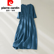 皮爾卡丹（pierre cardin）復(fù)古文藝棉麻連衣裙女士夏季新款2025寬松遮肚休閑氣質(zhì)V領(lǐng)長(zhǎng)裙子 圖片色高端精致連衣裙/正式場(chǎng)合/ M (建議90-115斤)