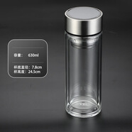 WCZ德國鋼化杯防摔打不碎摔不爛的鋼化玻璃杯防爆耐高溫泡茶杯子茶水 不顯溫短網(wǎng)鋼本色雙層 630ml