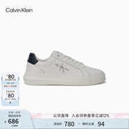Calvin KleinJeans【七夕禮物】男潮流ck厚底牛皮革印花小白鞋老爹鞋YM00681 YAF-白色/藍色 41