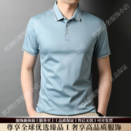 VERSINOTRSV品牌男士短袖男夏季液氨絲光棉polo衫商務(wù)體恤翻領(lǐng)純棉半袖 淺蘭色 S
