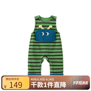 papa爬爬【糯米棉】春新款男女寶寶背帶褲童裝褲子外出長(cháng)褲柔軟可愛(ài) 綠色 款2 73 cm