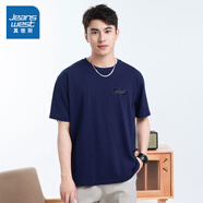 JEANSWEST Z+真維斯NXP男裝短袖上衣夏季圓領(lǐng)半袖t恤純棉潮流簡(jiǎn)約體恤 I款深藍色2530 L