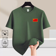 簡男八一戰(zhàn)友聚會紀念純棉短袖t恤軍綠文化衫定制中國T恤留念印logo 國旗：軍綠 M 【適合：95-115斤】