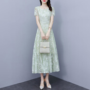 對蘭夏季連衣裙長款2025夏天新款女裝氣質(zhì)女神范長裙連衣裙女高級感 7382薄荷綠 L 【推薦100-110斤】