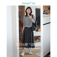 茵曼（INMAN）2025秋冬女裝新款簡約通勤百褶半身裙A字大擺顯瘦中長款裙子 貴族灰-春夏款 18438095 L