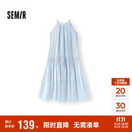森馬（Semir）連衣裙女海邊度假掛脖兩穿長(cháng)裙2025夏季蝴蝶結初戀裙109325114011