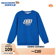 Skechers斯凱奇童裝男女童春秋季休閑上衣衛(wèi)衣運動舒適兒童套頭衫L324K078 【加絨款】公主藍(lán)/007G 160 cm