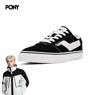PONY【明星推薦】波尼Skate情侶低幫休閑帆布耐磨反毛運(yùn)動滑板鞋 241U1SK06BK 黑色 帆布面 40