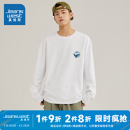 真維斯（Jeanswest）男裝春季穿搭220G純棉長T寬松版型休閑百搭動物印花JR MZS鯨小標(biāo)#白210A 2XL