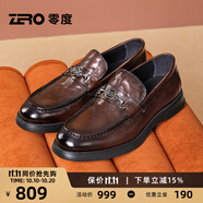 零度Zero皮鞋男士2025春季新款商務(wù)休閑鞋舒適真皮軟面手抓紋軟底男鞋 D33379-1暗棕 38 (240mm)