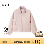 森馬（Semir）棉服女燈芯絨翻領(lǐng)菱形格復(fù)古2024冬三防寬松輕薄棉衣109724112007