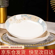 浩雅景德鎮(zhèn)陶瓷盤餐盤湯盤菜盤深盤飯盤可微波時光漫步8英寸2個裝