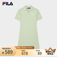 FILA 斐樂官方女子針織連衣裙時(shí)尚修身POLO領(lǐng)短袖裙子 淺菁綠-LG S (160) 80A