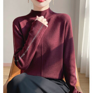 閱櫻針織衫女秋冬25新款女裝韓版純色顯瘦半高領(lǐng)套頭毛衣女內搭打底衫 紅色 M