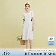 范思藍(lán)恩23FS12615法式復(fù)古綁帶蝴蝶結(jié)連衣裙女夏顯瘦設(shè)計(jì)感裙子 米色 S