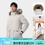 駱駝（CAMEL）【王俊凱同款】戶(hù)外羽絨服冬季新款連帽羽絨衣中長(zhǎng)款保暖防風(fēng)外套 AA12264035B，淺卡其，男女同款 L