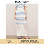 MAXRIENY修身魚(yú)尾半身裙包臀中長(cháng)裙 淺牛仔藍 M 02/36