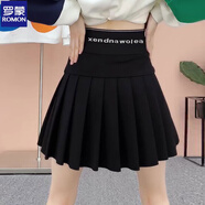 羅蒙百褶裙新款秋冬防走光彈力垂感高腰顯瘦黑色半身裙女a(chǎn)字短裙 黑色（春秋款） M 100-109斤