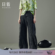 日著原創(chuàng)設計純棉水洗復古回潮燈籠褲牛仔褲女2024夏季新款寬松闊腿褲 氣球灰 M