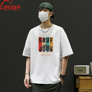 唐美希菲格（Tommy）夏季透氣速干印花短袖T恤寬松潮流男 白色 M