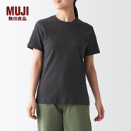 無印良品（MUJI） 女式 雙羅紋編織 T恤 休閑百搭 短袖女夏季薄荷曼波風 炭灰色 3S XS