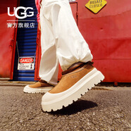 UGG秋季男女同款舒適簡約厚底圓頭低幫塔斯曼時尚休閑鞋 1144096 CWTC | 栗色/灰白色 42
