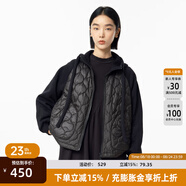 幻走（MOVEUP）2024冬季新款.FUN系列連帽趣味繡花設計師短款棉外套女 夜黑 L