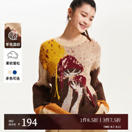 VEROMODA針織衫女秋冬寬松落肩藝術(shù)圖案毛衣可愛(ài)百搭323413009 E12可可色 165/84A/M