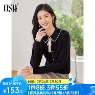 歐莎（OSA）千金小香風(fēng)減齡內(nèi)搭娃娃領(lǐng)針織衫2025秋新款打底衫毛衣女上衣氣質(zhì) 黑色A XS