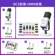 冰非fifine游戲直播設備全套外置聲卡電腦麥克風(fēng)臺式K歌專(zhuān)業(yè)錄音SC3 SC3白色+AM8白色(含卡儂線(xiàn))