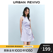 UR2025春季新款女摩登氣質(zhì)褶皺收腰顯瘦無(wú)袖連衣裙UYY750030 淡紫 L