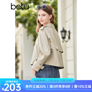 百圖betu女裝2023秋季新款風(fēng)衣經(jīng)典英倫風(fēng)氣質(zhì)翻領(lǐng)短款風(fēng)衣女2308T56 卡其色 M