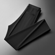 GUYN國(guó)際一線品牌夏季絲滑涼爽 高品質(zhì)針織薄款透氣四面彈男士通勤直 黑色 30