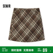 森馬（Semir）半身裙女格紋A字裙復古文藝冬俏皮短裙小個子學院風101724120008
