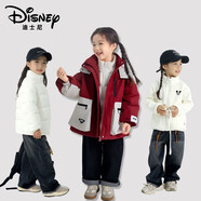 迪士尼（Disney）2025秋冬加厚兒童外套運動(dòng)戶(hù)外防風(fēng)保暖沖鋒衣中大童三件套 【三件套】I紅外套+白羽絨內搭+白抓絨里搭 110 /56 建議30-37斤