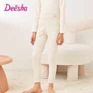 笛莎（DEESHA）【含綿羊毛桑蠶絲】?jì)和７衿麟p面磨毛打底褲抗靜電女童保暖褲
