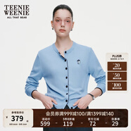 Teenie Weenie小熊女裝春簡(jiǎn)約柔軟親膚毛針織空調(diào)開衫薄款毛衣披肩 藍(lán)色 L