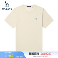 哈吉斯（HAZZYS）男裝 【薄荷曼波風】夏款刺繡凈色圓領短袖T恤衫ASTZE03BE65 米黃色OW M (170/92A 46)
