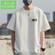 美特斯邦威（Meters Bonwe）官網(wǎng)方艦店旗官網(wǎng)300g重磅純棉夏季美式1977短袖男女潮牌字母印花 【小標1977短袖】白色 S _90-120斤