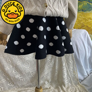 G.duck女童半身裙小中大童秋冬百搭裙子寶寶短裙純棉針織打底高腰蓬蓬裙 黑白波點(diǎn) 110 cm適合100-110cm年齡4-5歲