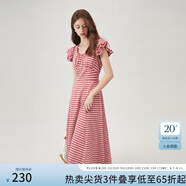 范思藍恩紅白格子約會(huì )連衣裙女2024夏季新款遮肉飛飛袖裙子12344 紅白格 M