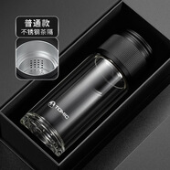 特美刻tomic特美刻玻璃杯高檔泡茶杯男士雙層防燙水杯茶水分離明 80725黑色不銹鋼茶隔 201-300ml